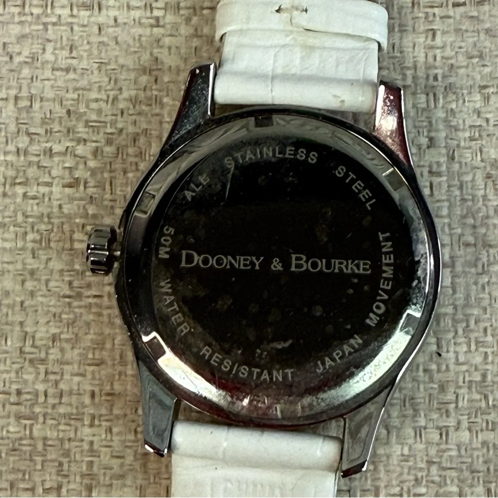Dooney & Bourke Silvertone Crystal Watch with White Croc Leather Band - Picture 8 of 8